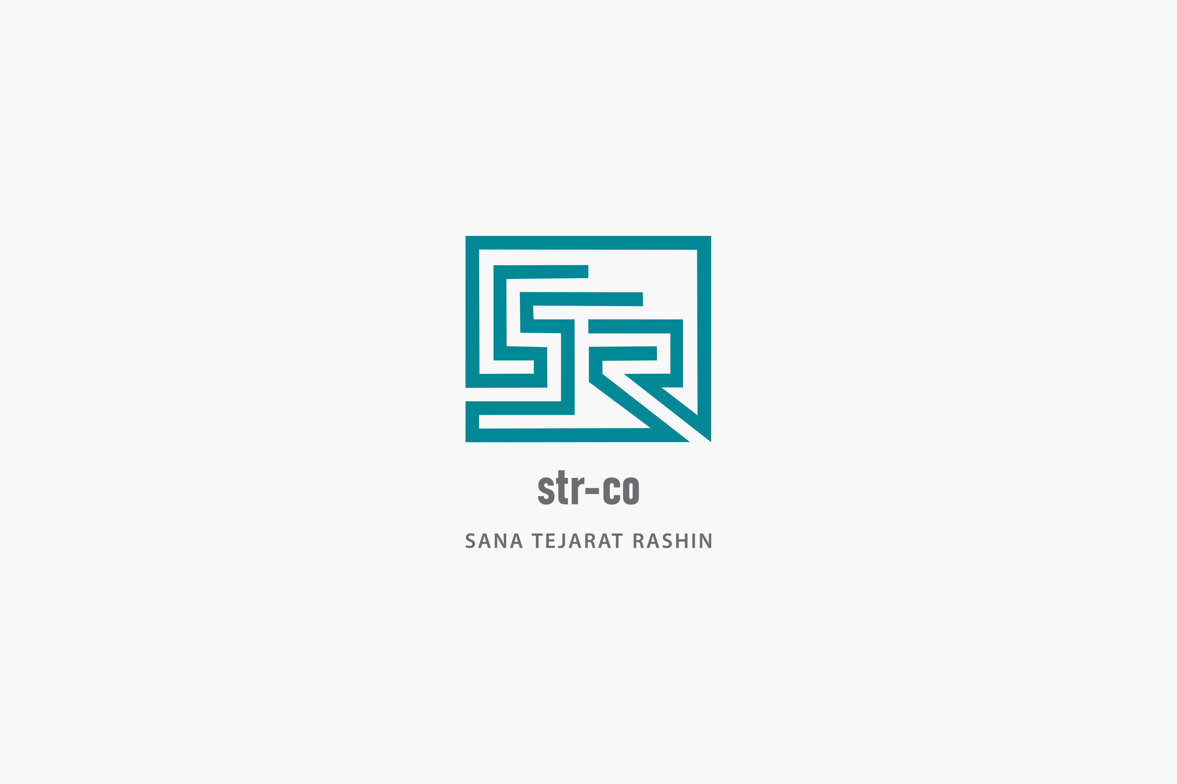 str-co Sana Tejarat Rashin logo design, a teal interlocking line mark for a B2B trading company